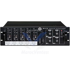 Amplificateur Préamplificateur 4 x 120W  6 Entrées Routables sur 4 Zones de Sortie