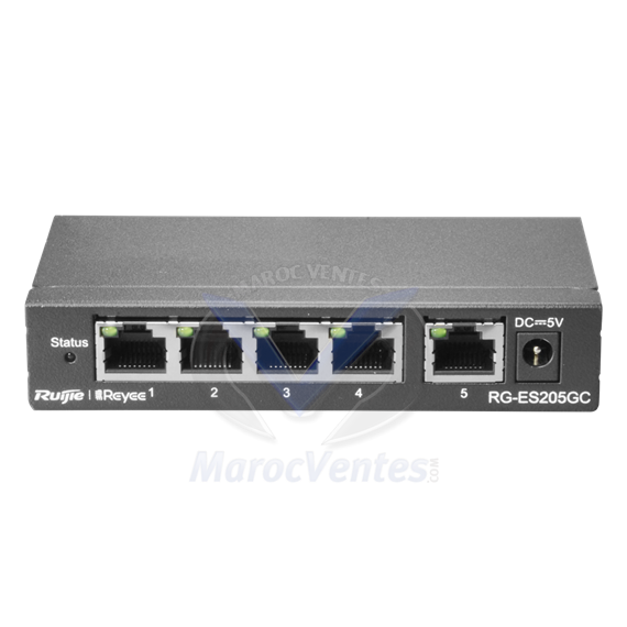 Commutateur Intelligent Gigabit à 5 Ports RJ45 Gigabit Boîtier en Acier de Bureau RG-ES205GC